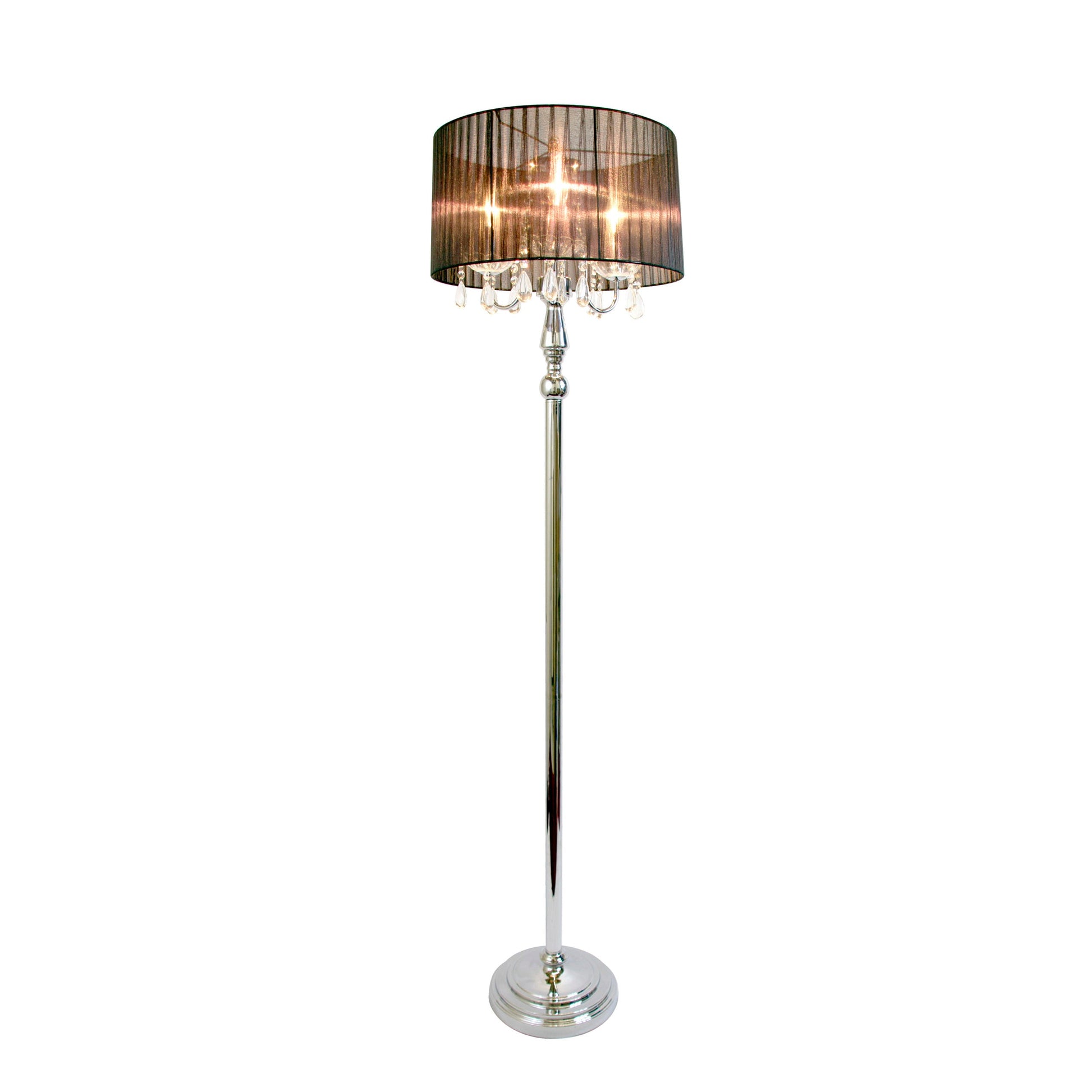 All The Rages Elegant Designs Trendy Romantic Sheer Shade Floor Lamp With Hanging Crystals