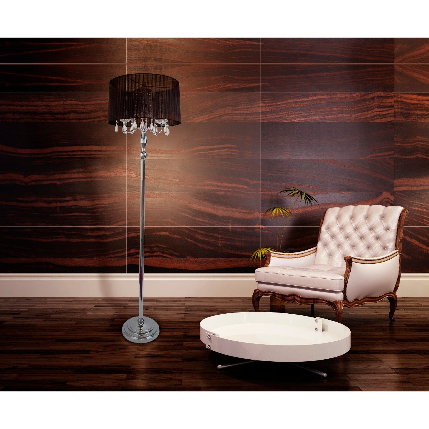 All The Rages Elegant Designs Trendy Romantic Sheer Shade Floor Lamp With Hanging Crystals