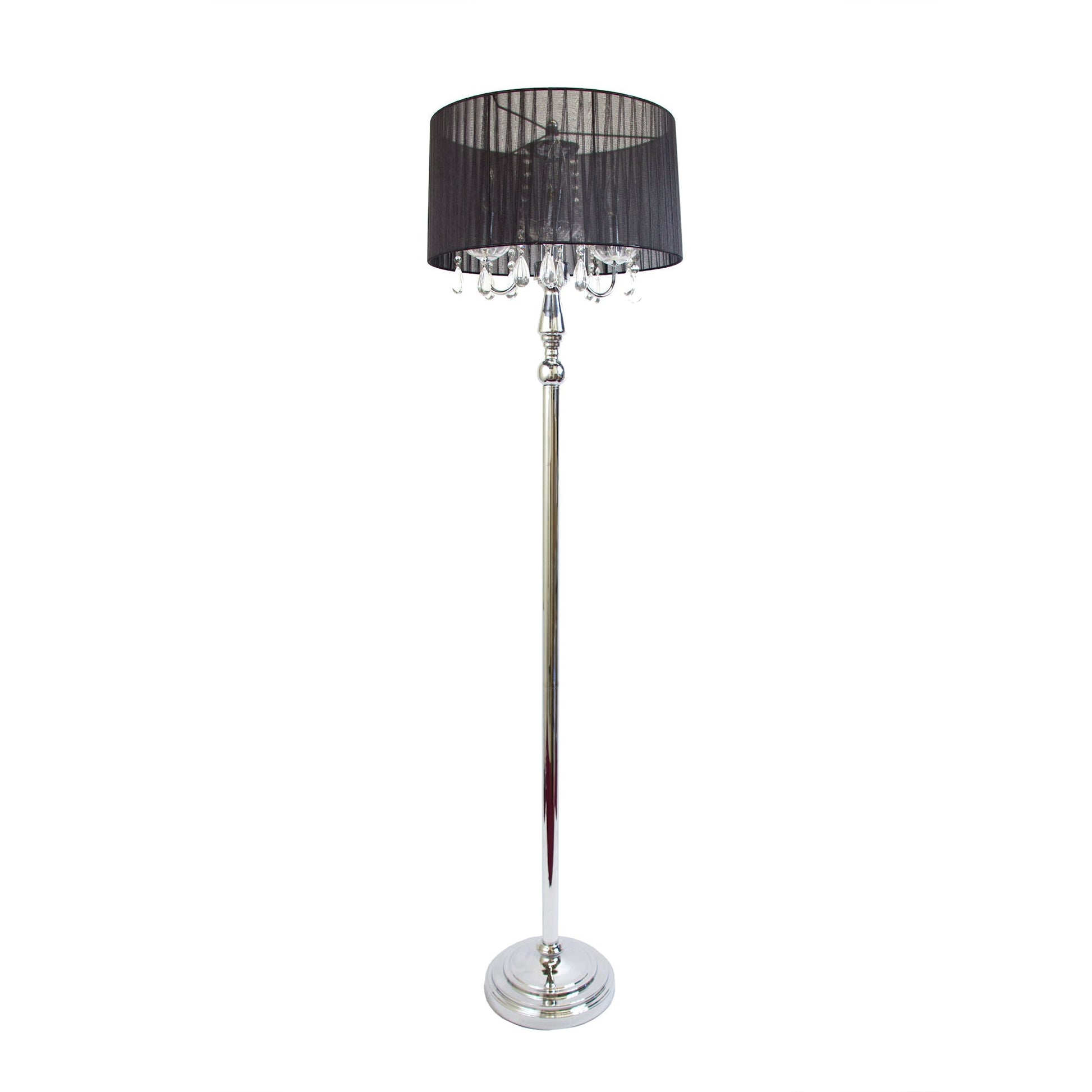 All The Rages Elegant Designs Trendy Romantic Sheer Shade Floor Lamp With Hanging Crystals