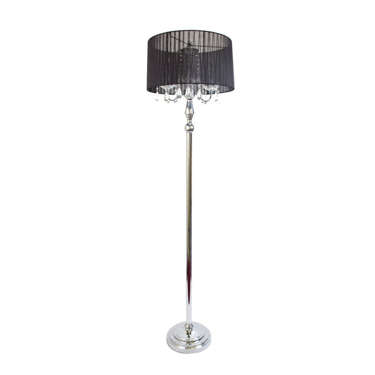 All The Rages Elegant Designs Trendy Romantic Sheer Shade Floor Lamp With Hanging Crystals