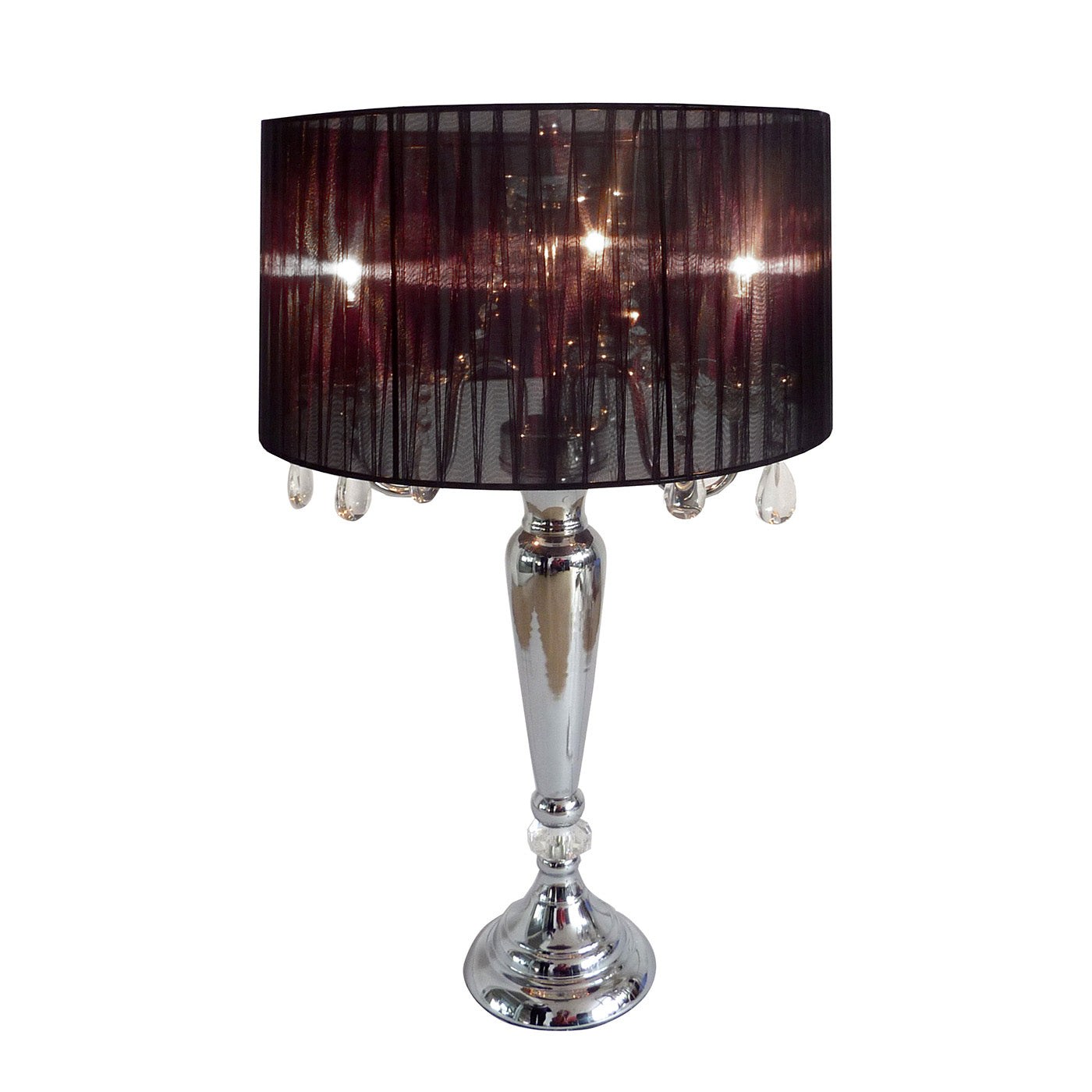 All The Rages Elegant Designs Trendy Romantic Sheer Shade Table Lamp With Hanging Crystals