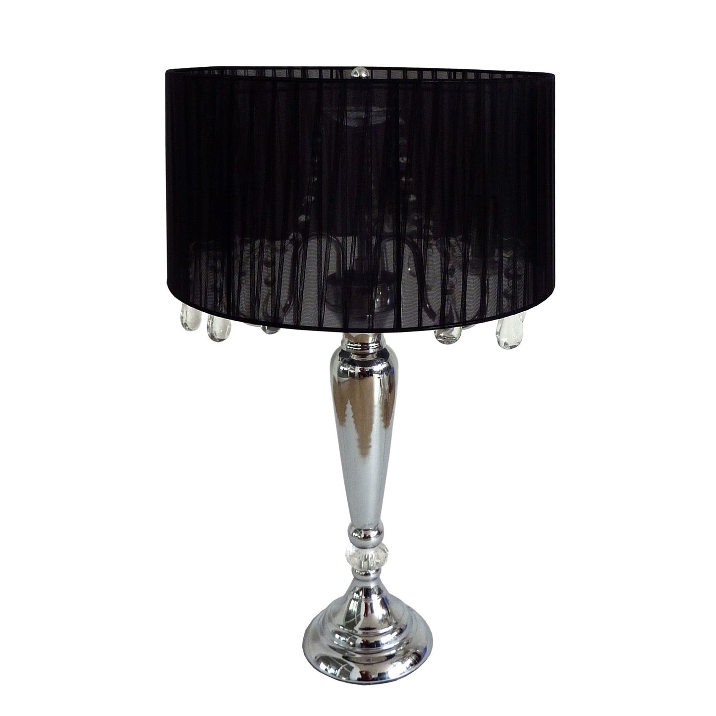 All The Rages Elegant Designs Trendy Romantic Sheer Shade Table Lamp With Hanging Crystals