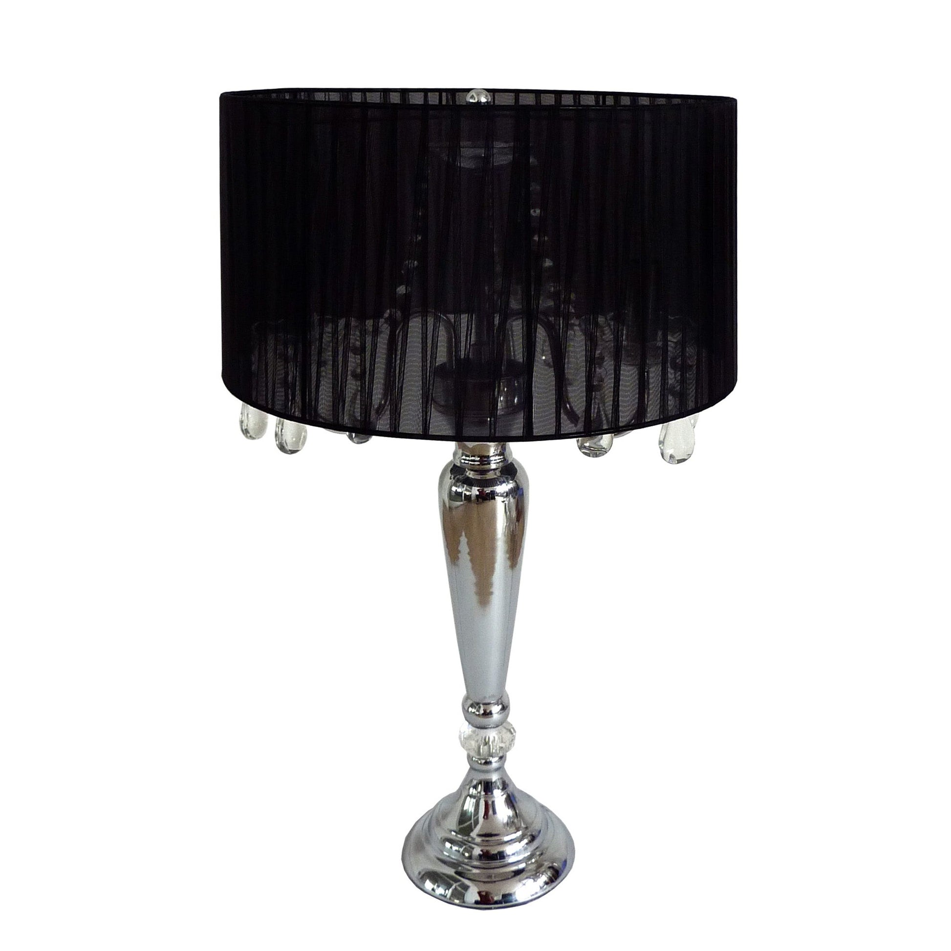 All The Rages Elegant Designs Trendy Romantic Sheer Shade Table Lamp With Hanging Crystals