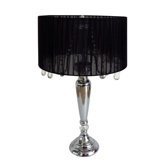 All The Rages Elegant Designs Trendy Romantic Sheer Shade Table Lamp With Hanging Crystals