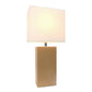 All The Rages Elegant Designs White Fabric Shade And Beige Finish Modern Leather Table Lamp
