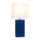 All The Rages Elegant Designs White Fabric Shade And Blue Finish Modern Leather Table Lamp