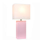 All The Rages Elegant Designs White Fabric Shade And Blush Pink Finish Modern Leather Table Lamp