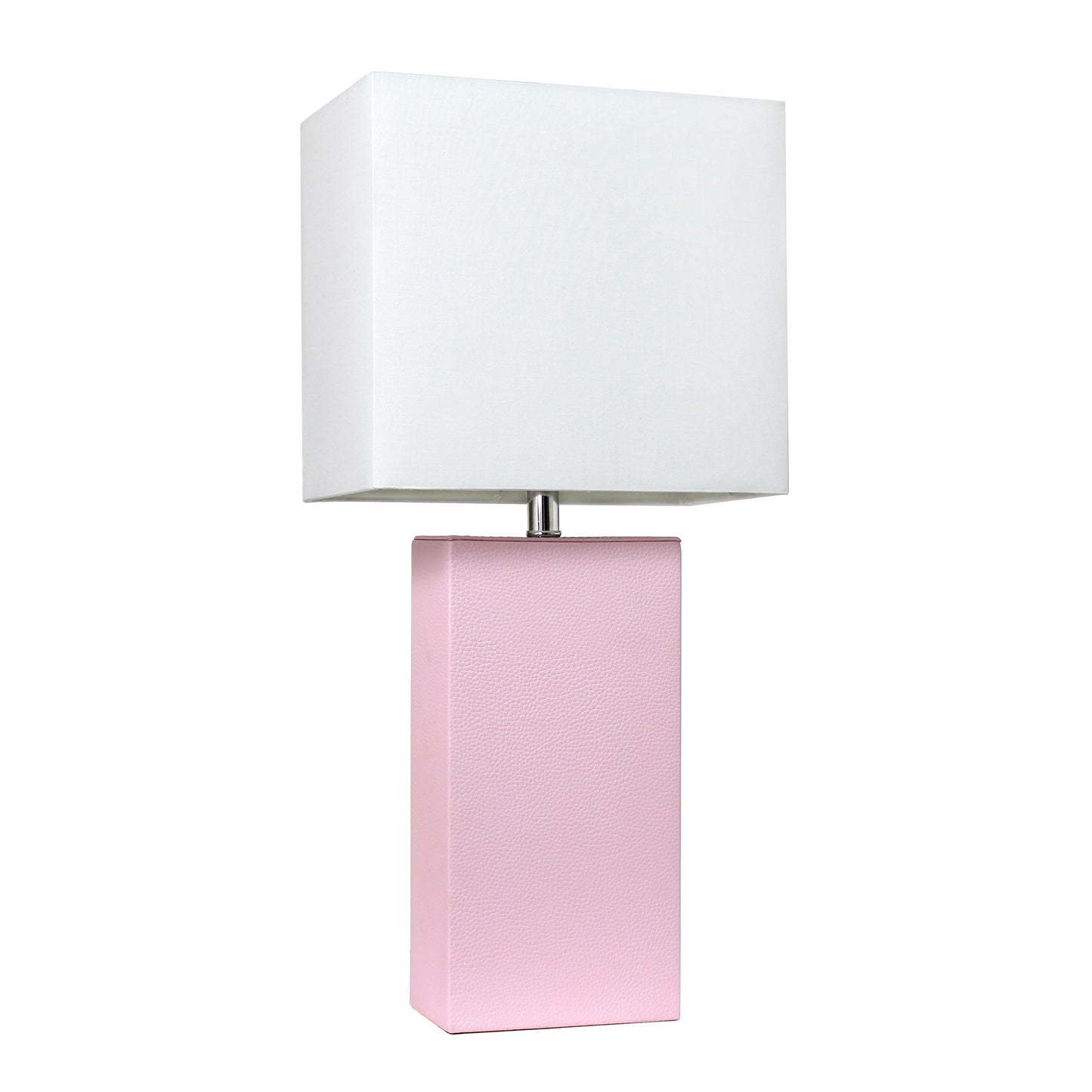 All The Rages Elegant Designs White Fabric Shade And Blush Pink Finish Modern Leather Table Lamp