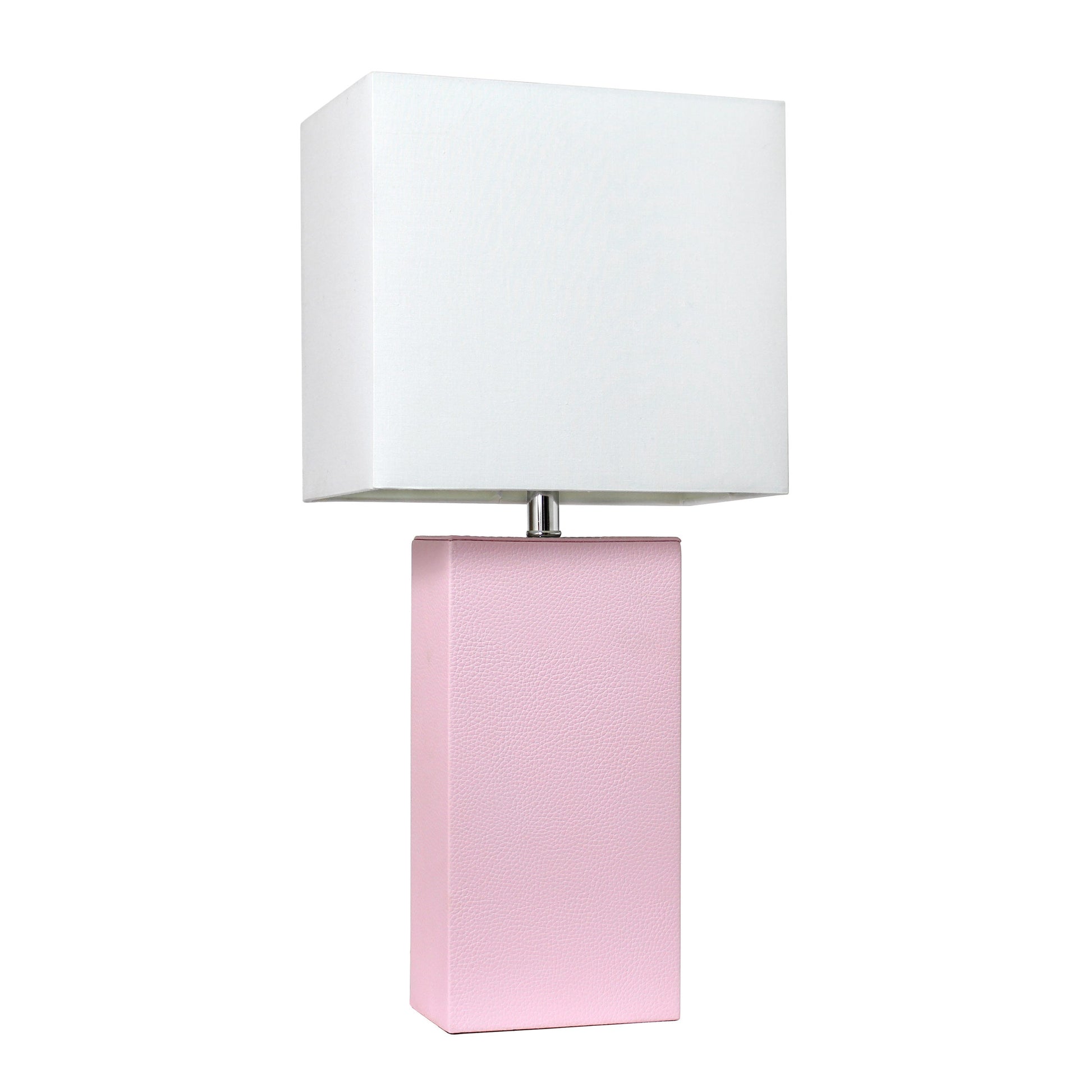 All The Rages Elegant Designs White Fabric Shade And Blush Pink Finish Modern Leather Table Lamp