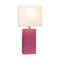 All The Rages Elegant Designs White Fabric Shade And Hot Pink Finish Modern Leather Table Lamp