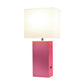 All The Rages Elegant Designs White Fabric Shade And Hot Pink Finish Modern Leather Table Lamp
