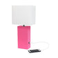 All The Rages Elegant Designs White Fabric Shade And Hot Pink Finish Modern Leather Table Lamp
