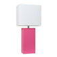All The Rages Elegant Designs White Fabric Shade And Hot Pink Finish Modern Leather Table Lamp