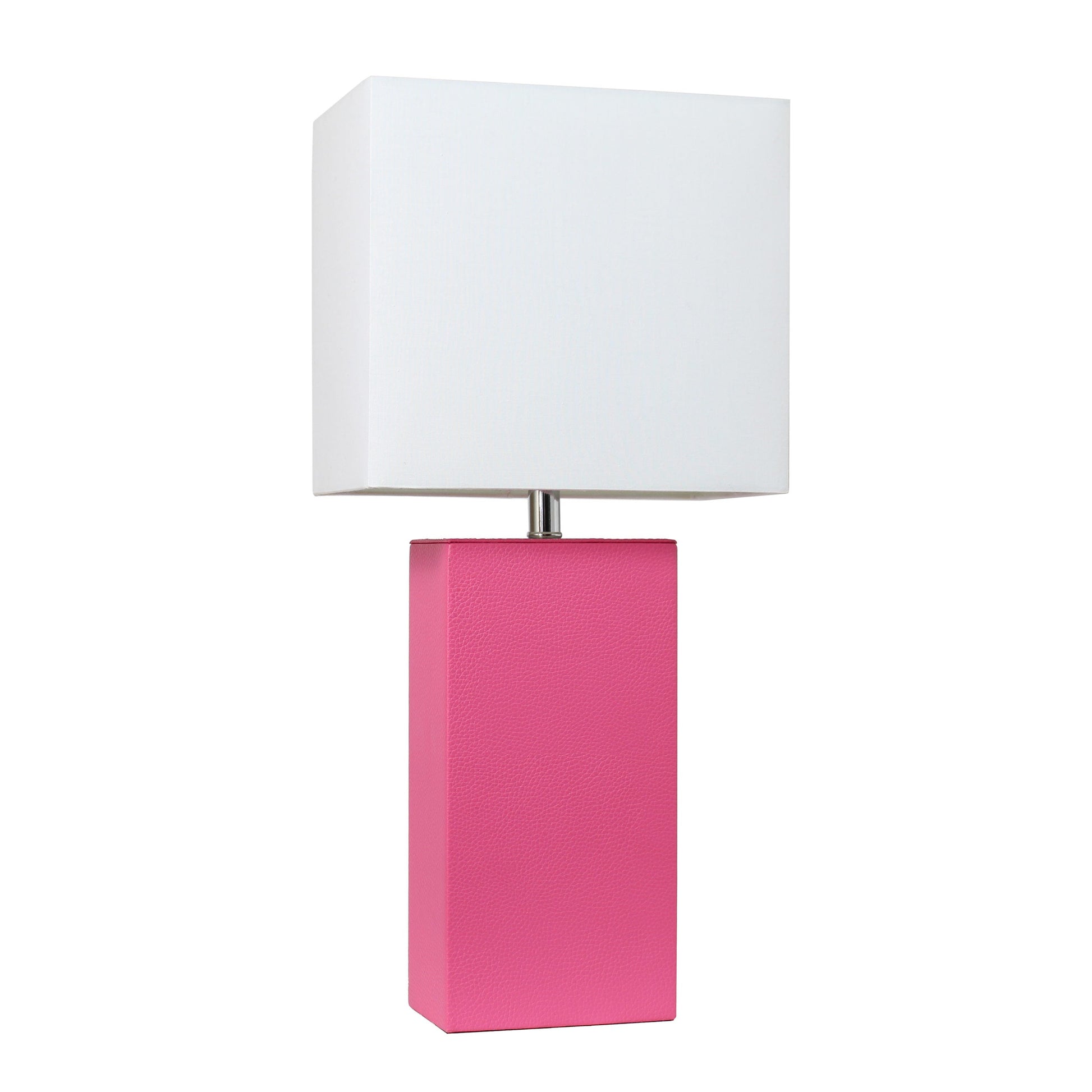 All The Rages Elegant Designs White Fabric Shade And Hot Pink Finish Modern Leather Table Lamp