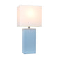 All The Rages Elegant Designs White Fabric Shade And Periwinkle Finish Modern Leather Table Lamp