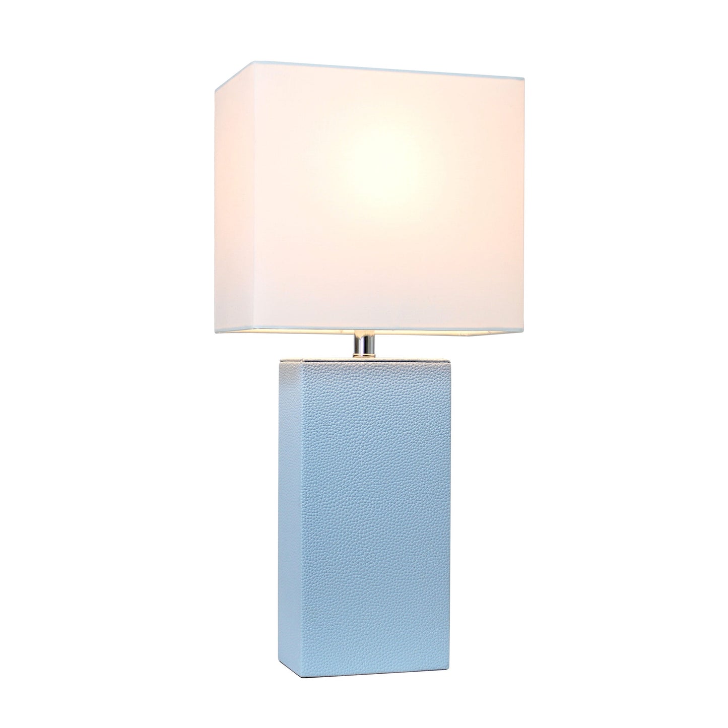 All The Rages Elegant Designs White Fabric Shade And Periwinkle Finish Modern Leather Table Lamp