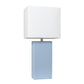 All The Rages Elegant Designs White Fabric Shade And Periwinkle Finish Modern Leather Table Lamp