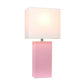 All The Rages Elegant Designs White Fabric Shade And Pink Finish Modern Leather Table Lamp