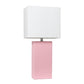 All The Rages Elegant Designs White Fabric Shade And Pink Finish Modern Leather Table Lamp