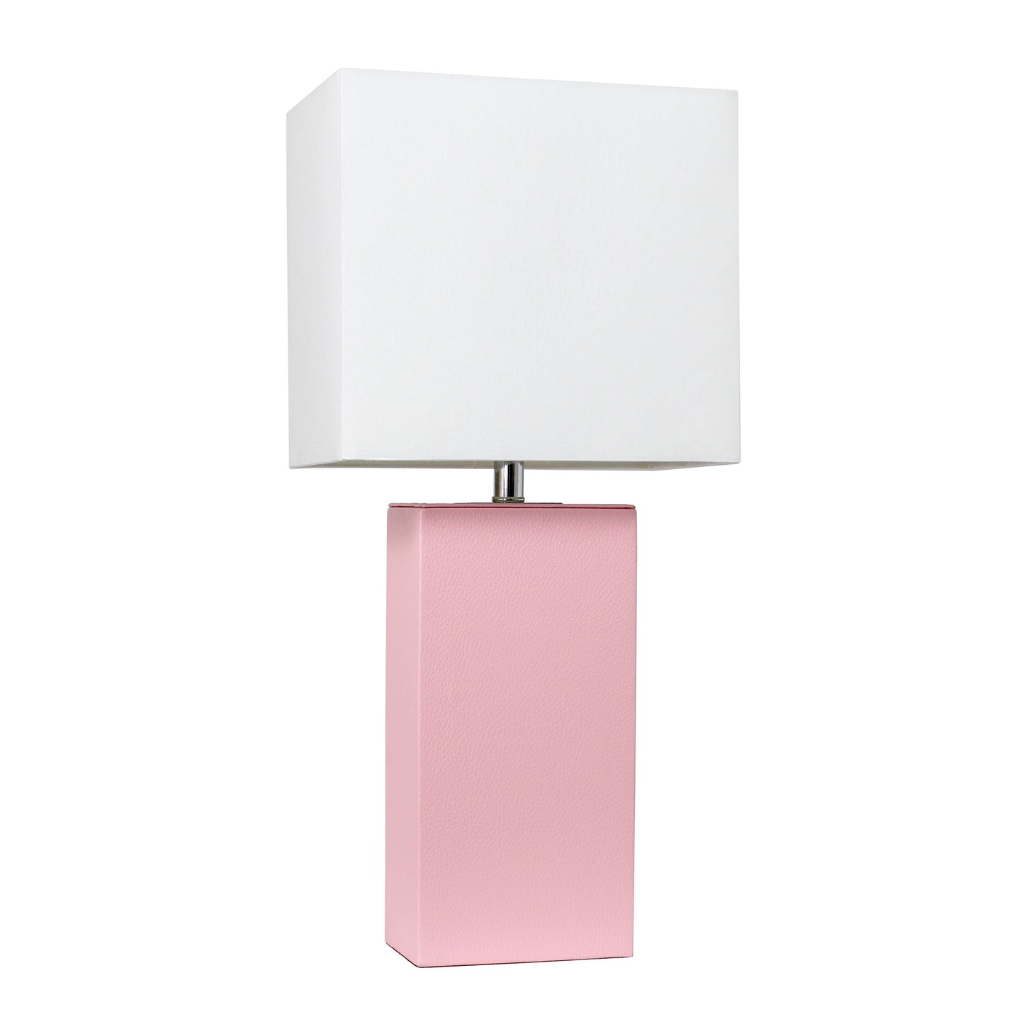All The Rages Elegant Designs White Fabric Shade And Pink Finish Modern Leather Table Lamp
