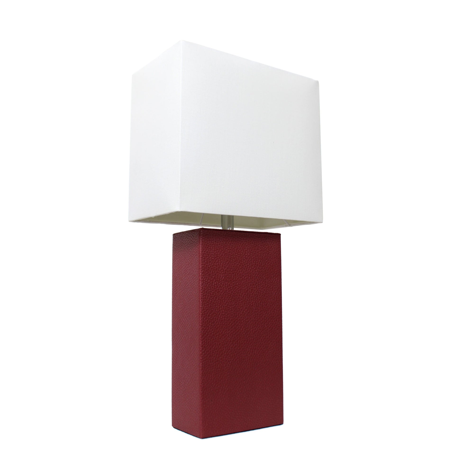 All The Rages Elegant Designs White Fabric Shade And Red Finish Modern Leather Table Lamp