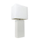 All The Rages Elegant Designs White Fabric Shade And White Finish Modern Leather Table Lamp