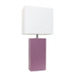 All The Rages Elegant Designs White Fabric Shade And Purple Finish Modern Leather Table Lamp