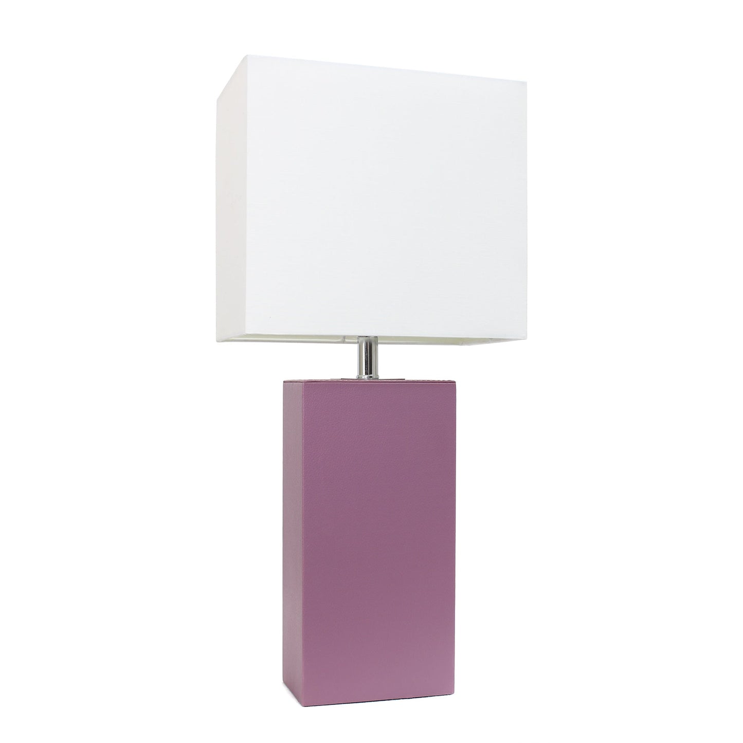 All The Rages Elegant Designs White Fabric Shade And Purple Finish Modern Leather Table Lamp