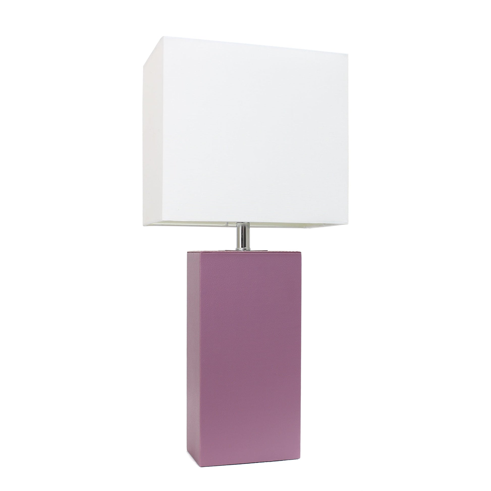 All The Rages Elegant Designs White Fabric Shade And Purple Finish Modern Leather Table Lamp
