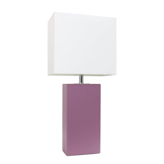 All The Rages Elegant Designs White Fabric Shade And Purple Finish Modern Leather Table Lamp