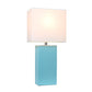 All The Rages Elegant Designs White Fabric Shade & Aqua Finish Modern Leather Table Lamp