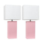 All The Rages Elegant Designs White Fabric Shades And Pink Finish 2 Pack Modern Leather Table Lamps