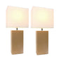 All The Rages Elegant Designs White Fabric Shades & Beige Finish 2-Piece Modern Leather Table Lamps