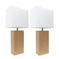 All The Rages Elegant Designs White Fabric Shades & Beige Finish 2-Piece Modern Leather Table Lamps