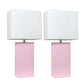 All The Rages Elegant Designs White Fabric Shades & Blush Pink Finish 2-Piece Modern Leather Table Lamps