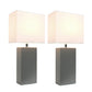 All The Rages Elegant Designs White Fabric Shades & Gray Finish 2-Piece Modern Leather Table Lamps
