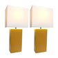 All The Rages Elegant Designs White Fabric Shades & Tan Finish 2-Piece Modern Leather Table Lamps