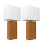 All The Rages Elegant Designs White Fabric Shades & Tan Finish 2-Piece Modern Leather Table Lamps