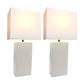 All The Rages Elegant Designs White Fabric Shades & White Finish 2-Piece Modern Leather Table Lamps