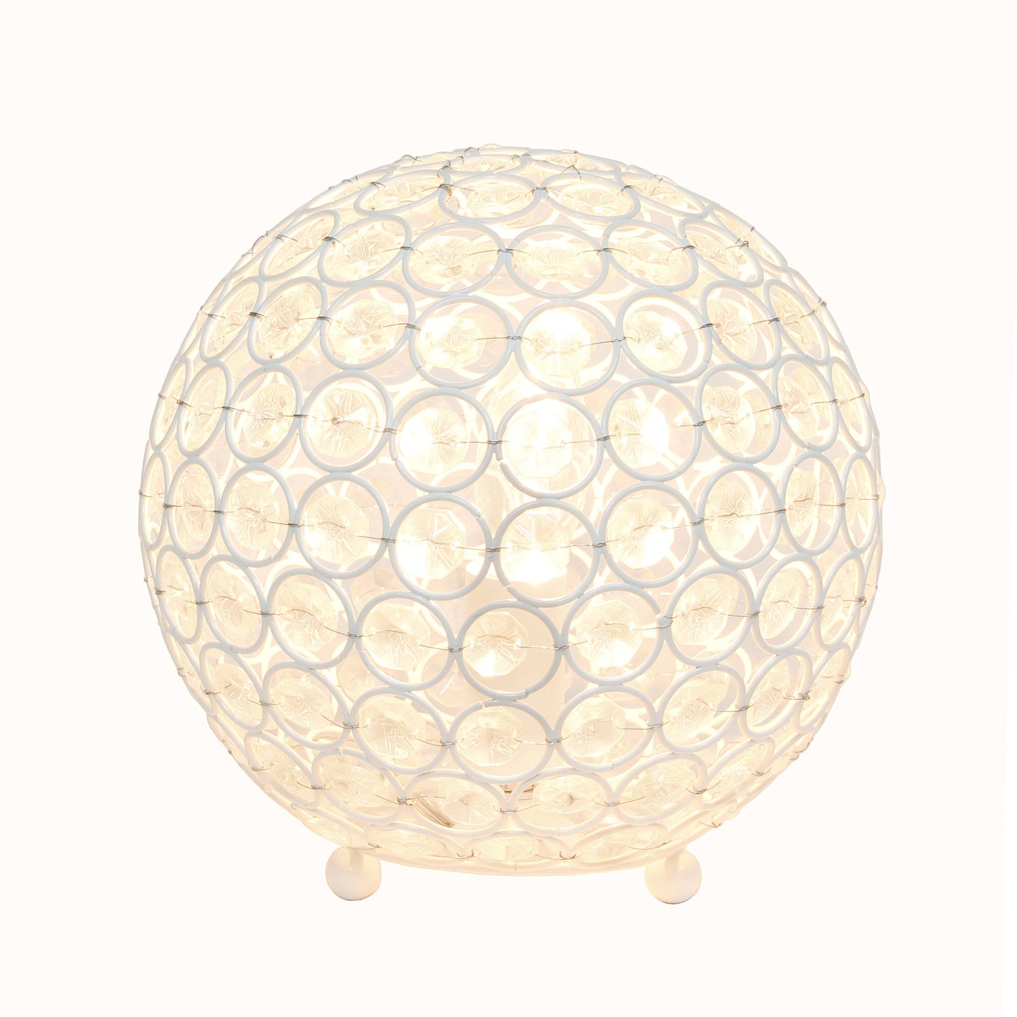 All The Rages Elegant Designs White Finish 8" Elipse Crystal Ball Sequin Table Lamp