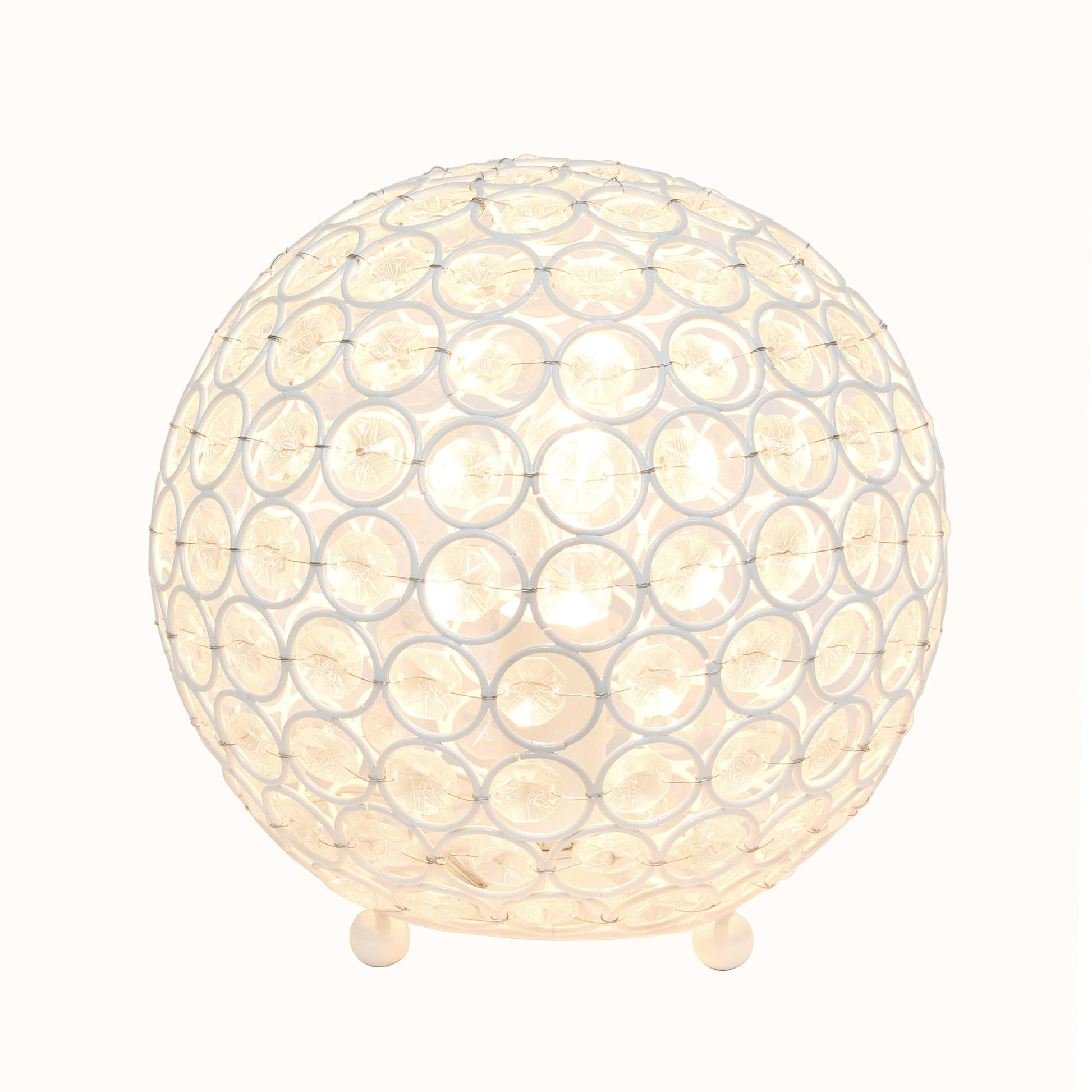 All The Rages Elegant Designs White Finish 8" Elipse Crystal Ball Sequin Table Lamp