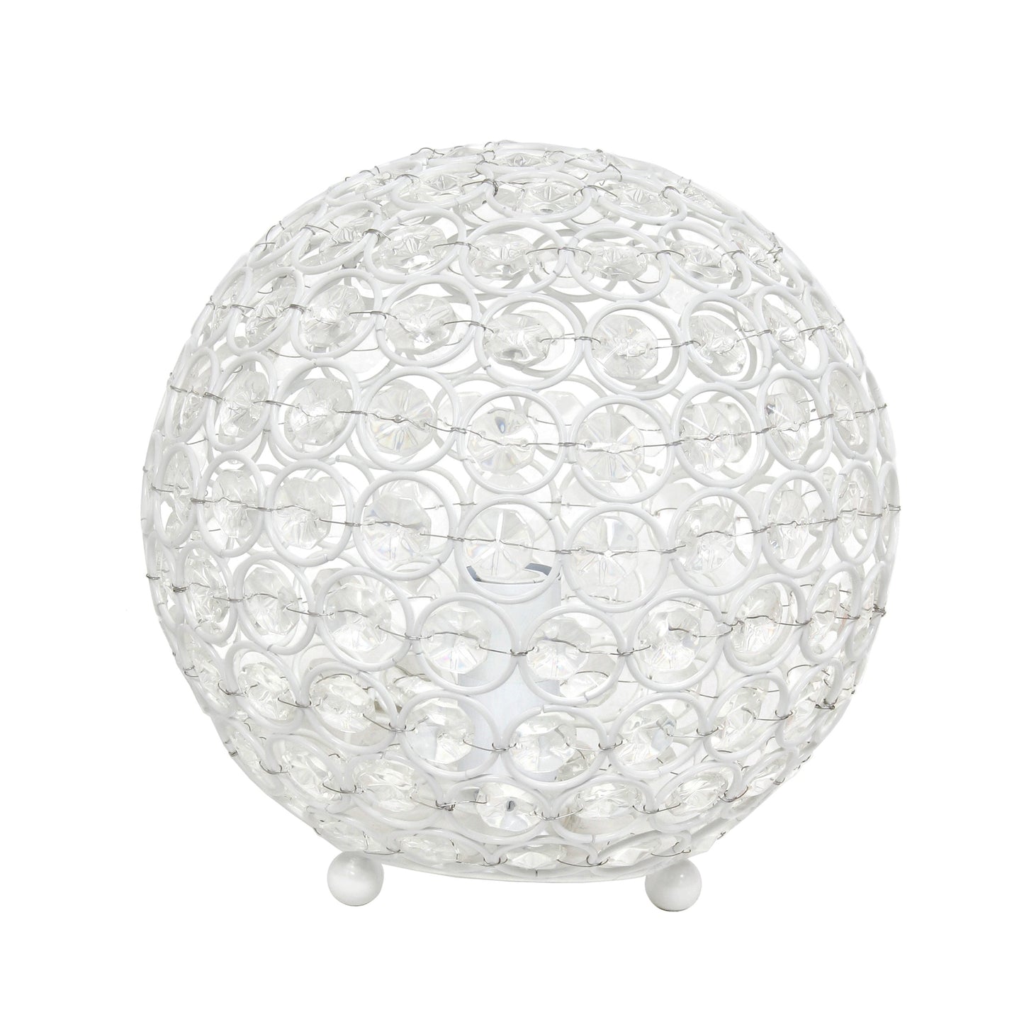 All The Rages Elegant Designs White Finish 8" Elipse Crystal Ball Sequin Table Lamp