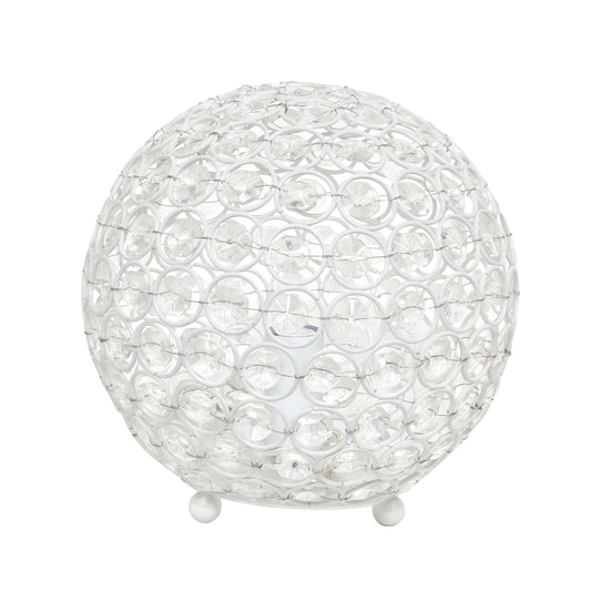 All The Rages Elegant Designs White Finish 8" Elipse Crystal Ball Sequin Table Lamp