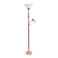 All The Rages Elegant Designs White Marble Glass Shades With Rose Gold Finish 2-Light Mother-Daughter Floor Lamp