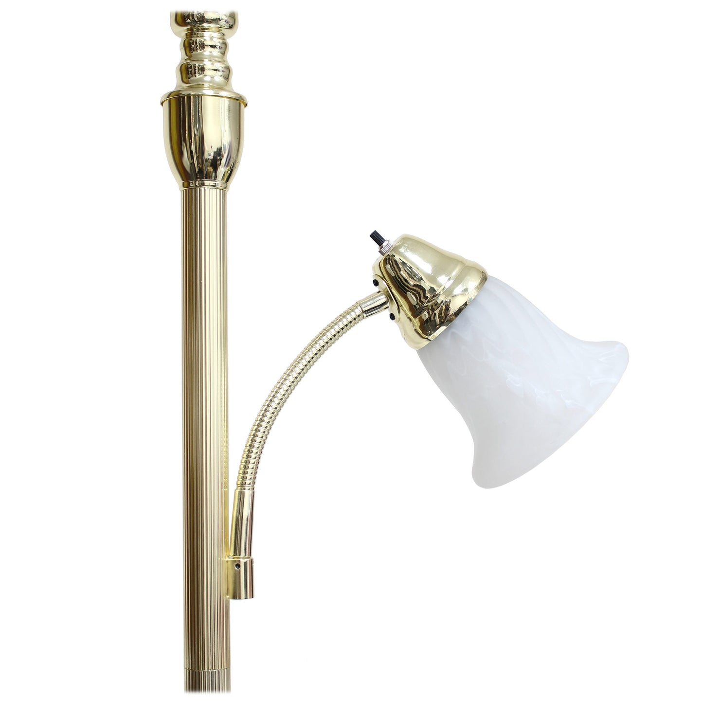 All The Rages Elegant Designs White Marble Glass With Gold Finish 2-Light Mother-Daughter Floor Lamp