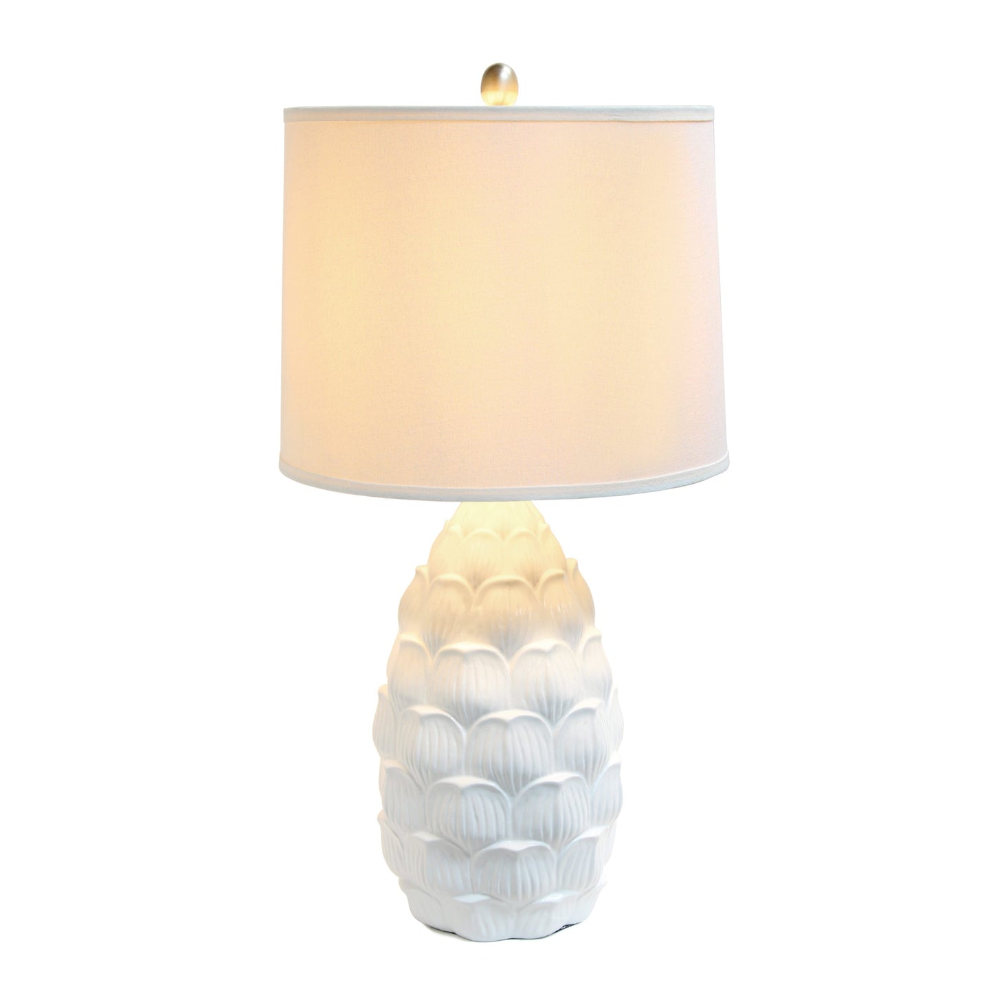 All The Rages Elegant Designs White Resin Table Lamp With White Fabric Shade