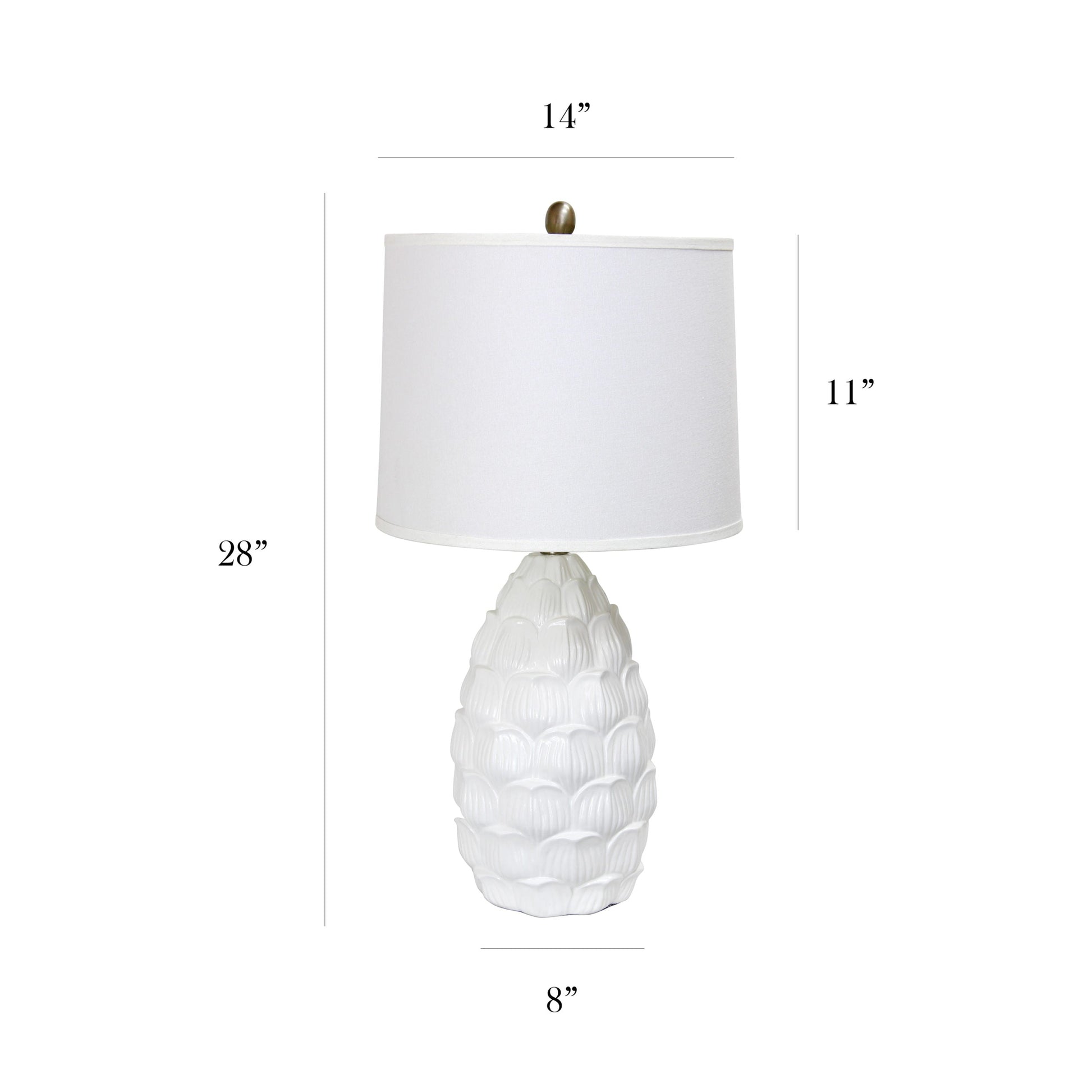 All The Rages Elegant Designs White Resin Table Lamp With White Fabric Shade