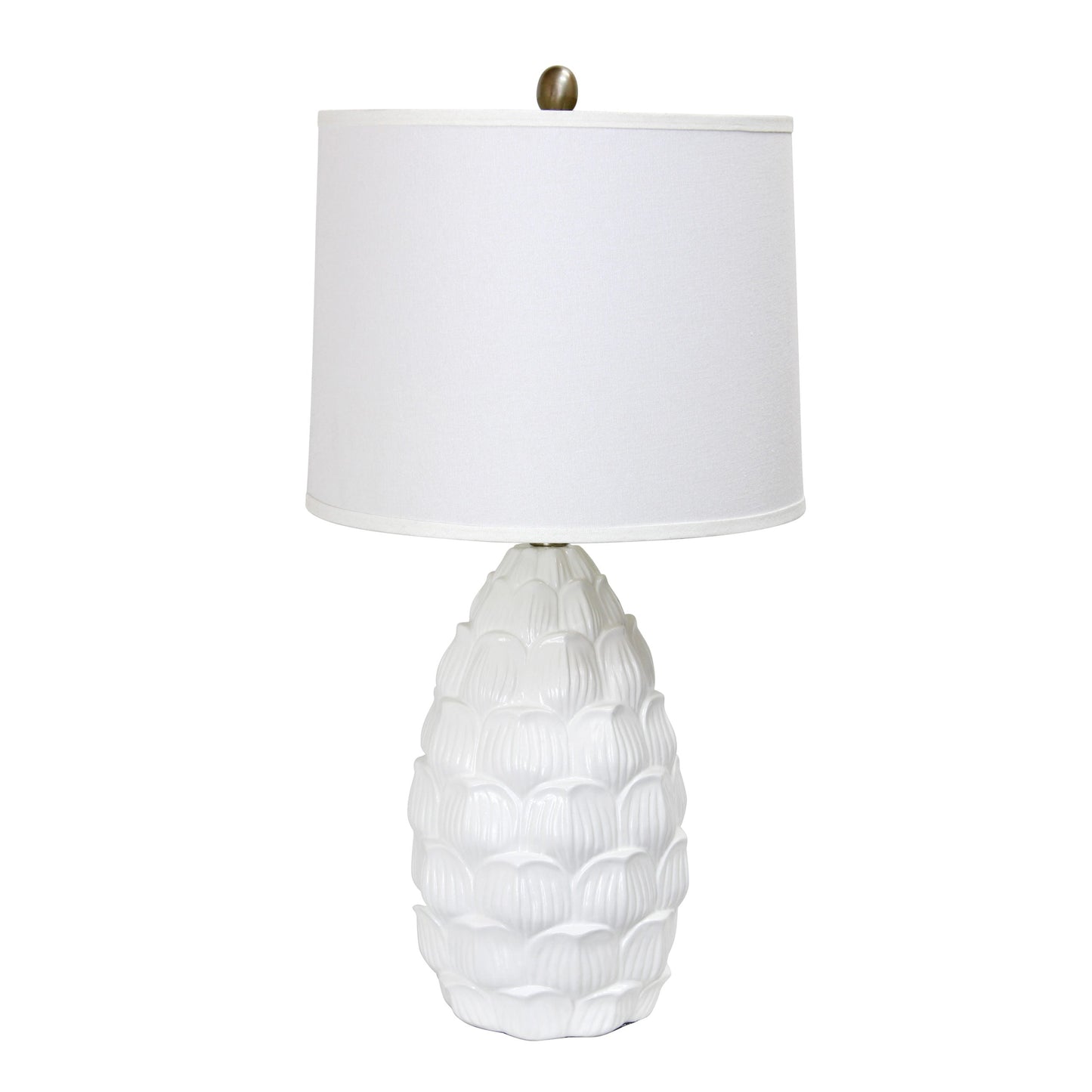 All The Rages Elegant Designs White Resin Table Lamp With White Fabric Shade