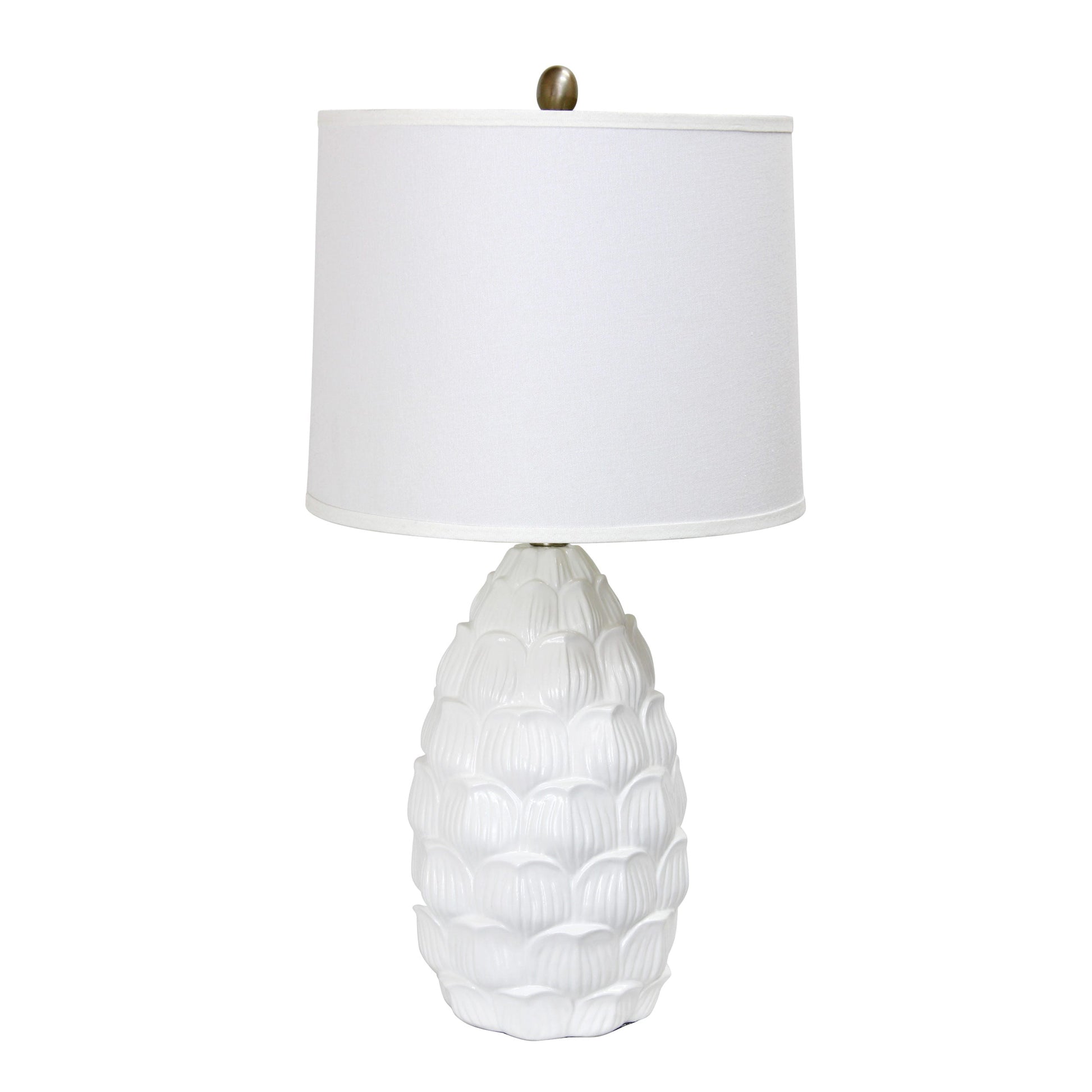 All The Rages Elegant Designs White Resin Table Lamp With White Fabric Shade