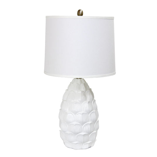 All The Rages Elegant Designs White Resin Table Lamp With White Fabric Shade